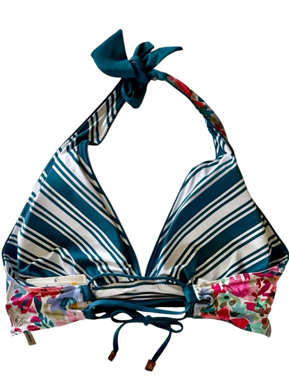 Tommy Bahama Watercolor Floral Reversible Halter Bikini Top - Picture 13 of 16